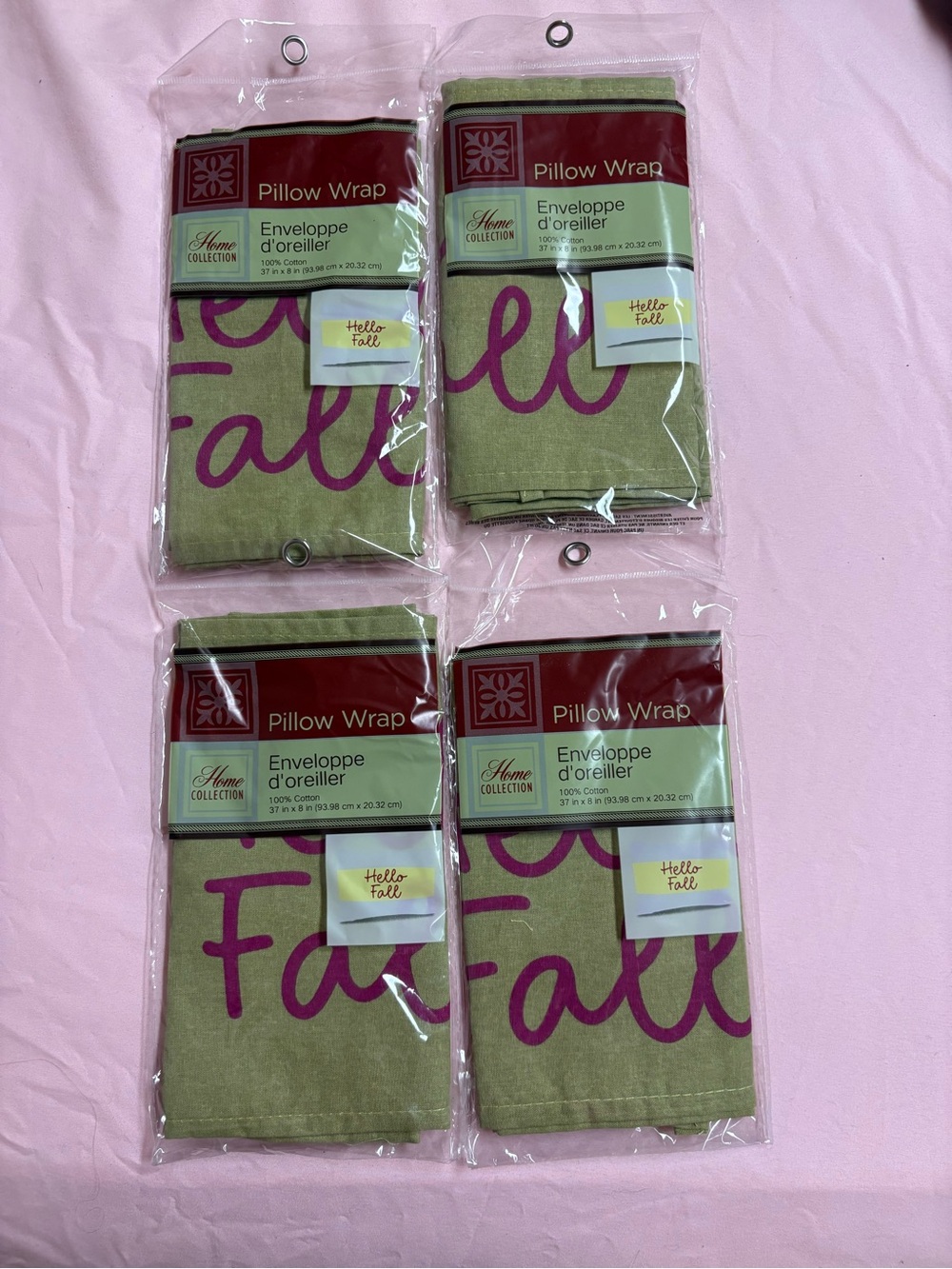 Lot of 4 Home Collection Hello Fall Cotton Pillow Wraps New Sealed